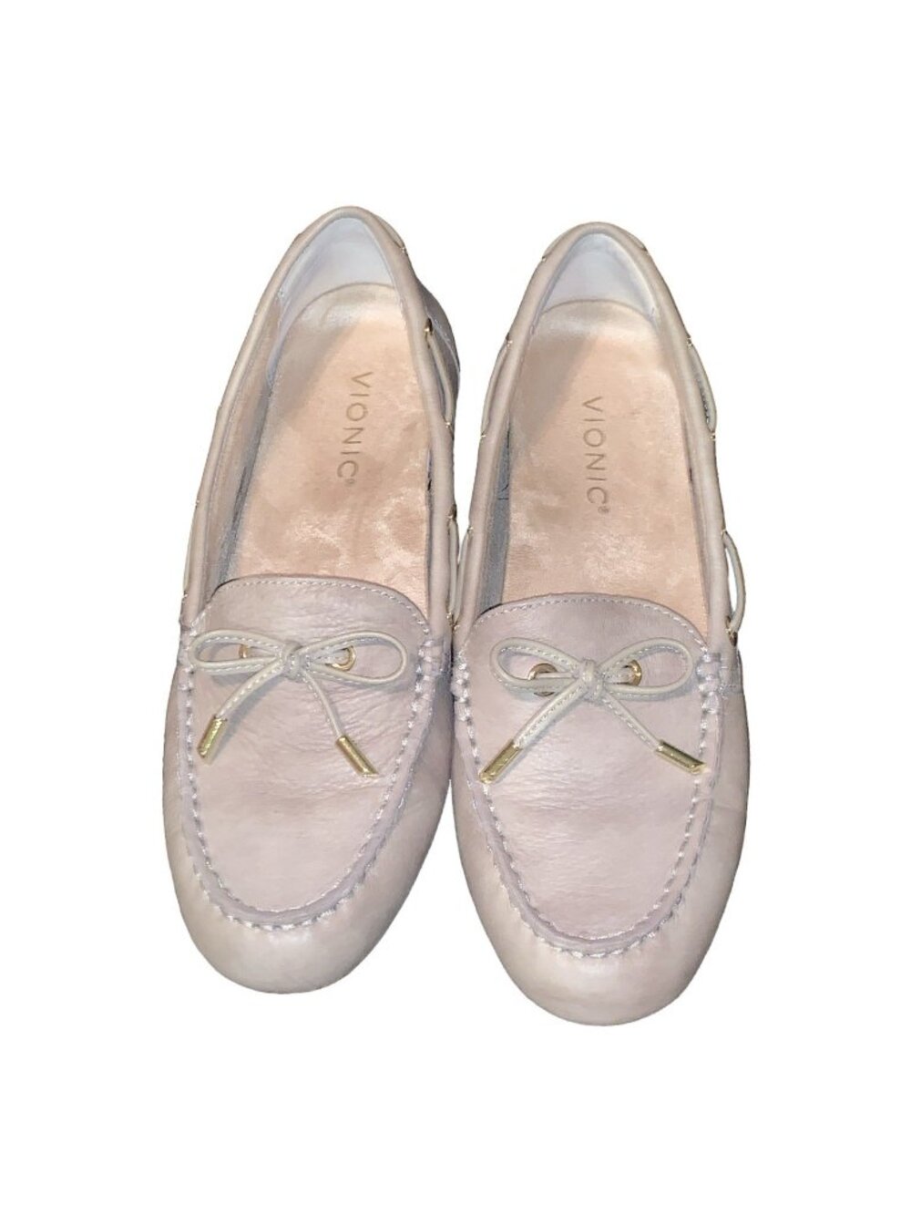 Vionic Women's Honor Virgina Loafer Size 8.5 Beige Leather Preppy Driving Shoe - Picture 1 of 7